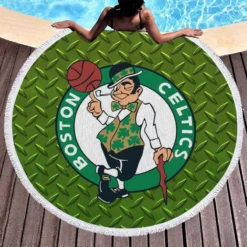 Boston Celtics Classic Basketball Team Round Beach Towel 1