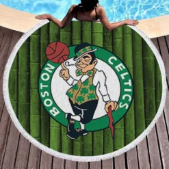 Boston Celtics Famous NBA Basketball Club Round Beach Towel 1