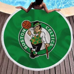 Boston Celtics Powerful NBA Basketball Club Logo Round Beach Towel 1