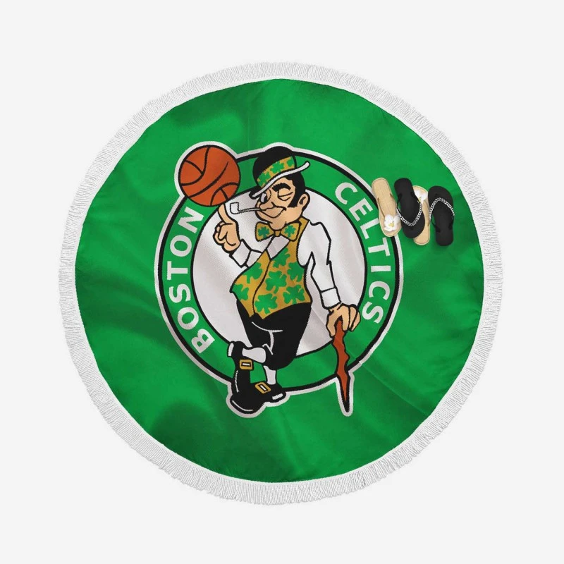 Boston Celtics Powerful NBA Basketball Club Logo Round Beach Towel