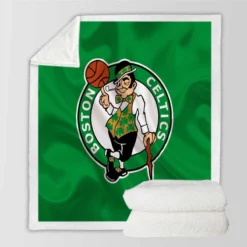 Boston Celtics Powerful NBA Basketball Club Logo Sherpa Fleece Blanket