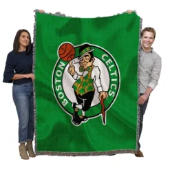 Boston Celtics Powerful NBA Basketball Club Logo Woven Blanket
