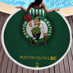 Boston Celtics Strong Basketball Club Logo Round Beach Towel 1
