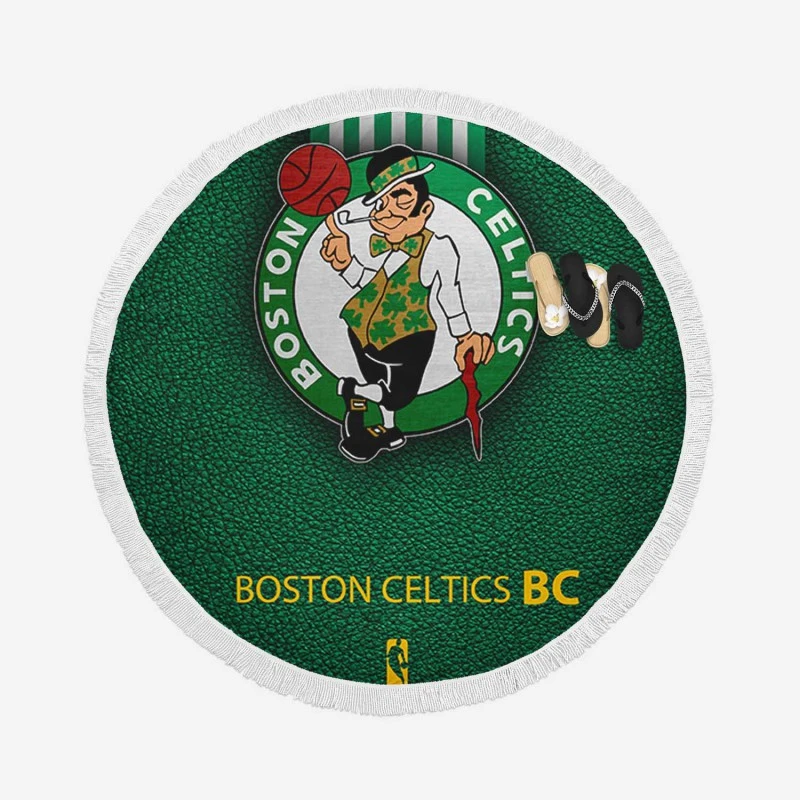 Boston Celtics Strong Basketball Club Logo Round Beach Towel