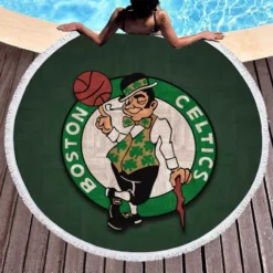 Boston Celtics Successful Basketball Team in NBA Round Beach Towel 1