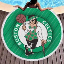 Boston Celtics Top Ranked NBA Club Round Beach Towel 1