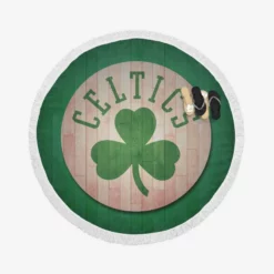 Boston Celtics Wood Design NBA Basketball Club Logo Round Beach Towel