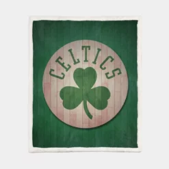 Boston Celtics Wood Design NBA Basketball Club Logo Sherpa Fleece Blanket 1