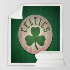 Boston Celtics Wood Design NBA Basketball Club Logo Sherpa Fleece Blanket