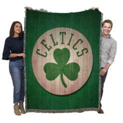 Boston Celtics Wood Design NBA Basketball Club Logo Woven Blanket