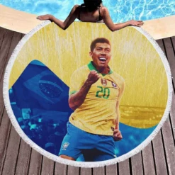 Brazil Football Player Roberto Firmino Round Beach Towel 1