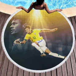 Brazilian Football Player Neymar Jr Round Beach Towel 1