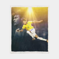 Brazilian Football Player Neymar Jr Sherpa Fleece Blanket 1