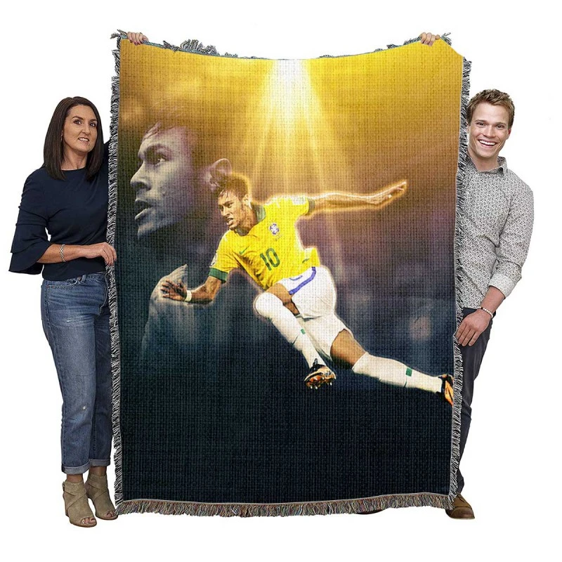 Brazilian Football Player Neymar Jr Woven Blanket