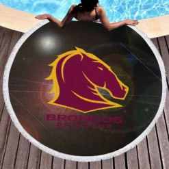 Brisbane Broncos Popular NRL Rugby Team Round Beach Towel 1