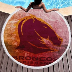 Brisbane Broncos Professional NRL Rugby Team Round Beach Towel 1