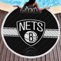 Brooklyn Nets Top Ranked NBA Basketball Team Round Beach Towel 1