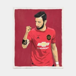 Bruno Fernandes Manchester United Football Player Sherpa Fleece Blanket 1