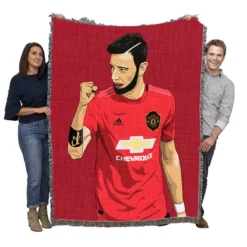 Bruno Fernandes Manchester United Football Player Woven Blanket