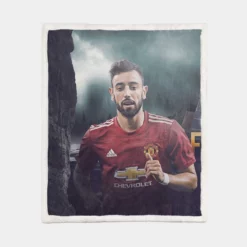 Bruno Fernandes Manchester United Midfield Football Player Sherpa Fleece Blanket 1