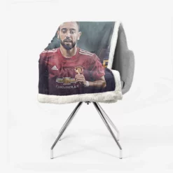 Bruno Fernandes Manchester United Midfield Football Player Sherpa Fleece Blanket 2