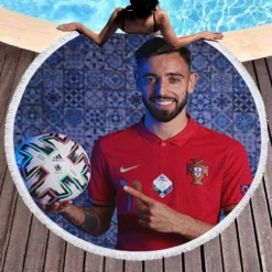 Bruno Fernandes Portuguese Football Player Round Beach Towel 1