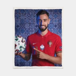 Bruno Fernandes Portuguese Football Player Sherpa Fleece Blanket 1