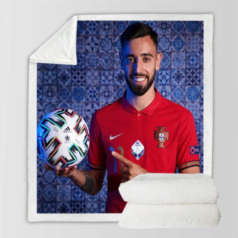 Bruno Fernandes Portuguese Football Player Sherpa Fleece Blanket