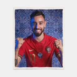 Bruno Fernandes Professional Football Player Sherpa Fleece Blanket 1