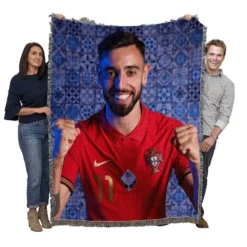 Bruno Fernandes Professional Football Player Woven Blanket