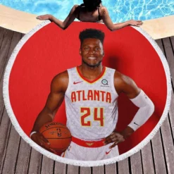 Bruno Fernando Top Ranked NBA Basketball Player Round Beach Towel 1