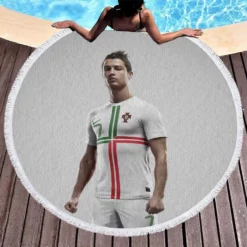 CR7 Cristiano Ronaldo in no Seven Jersey Round Beach Towel 1