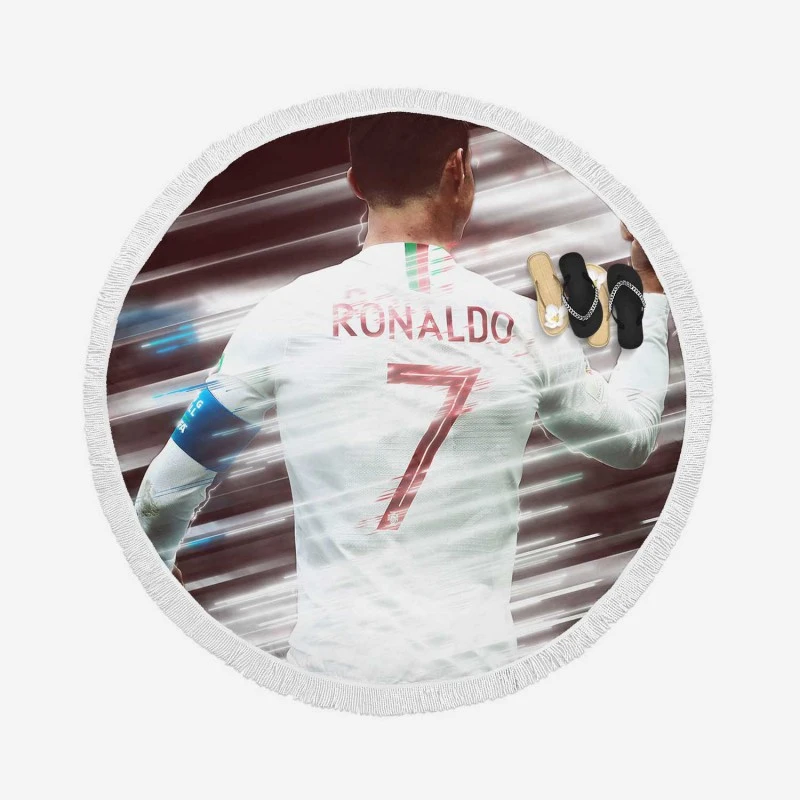 CR7 Portugal Soccer Star Round Beach Towel