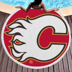 Calgary Flames Professional NHL Hockey Team Round Beach Towel 1