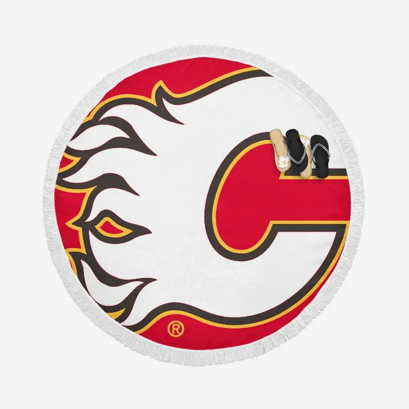 Calgary Flames Professional NHL Hockey Team Round Beach Towel