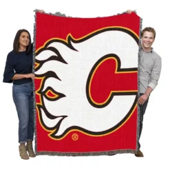 Calgary Flames Professional NHL Hockey Team Woven Blanket