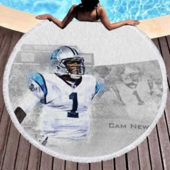 Cam Newton Professional NFL Player Round Beach Towel 1