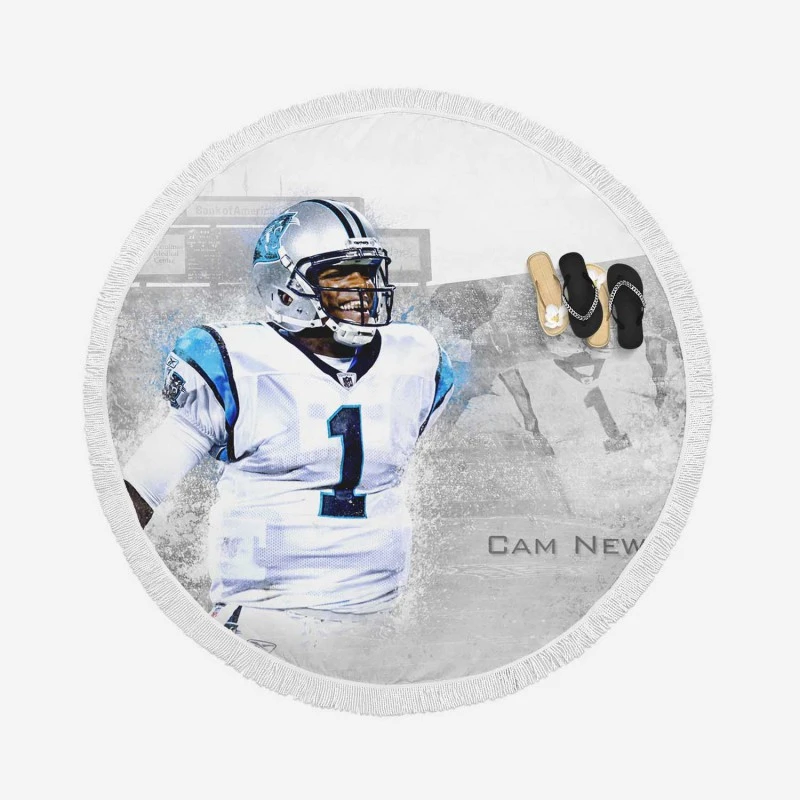 Cam Newton Professional NFL Player Round Beach Towel