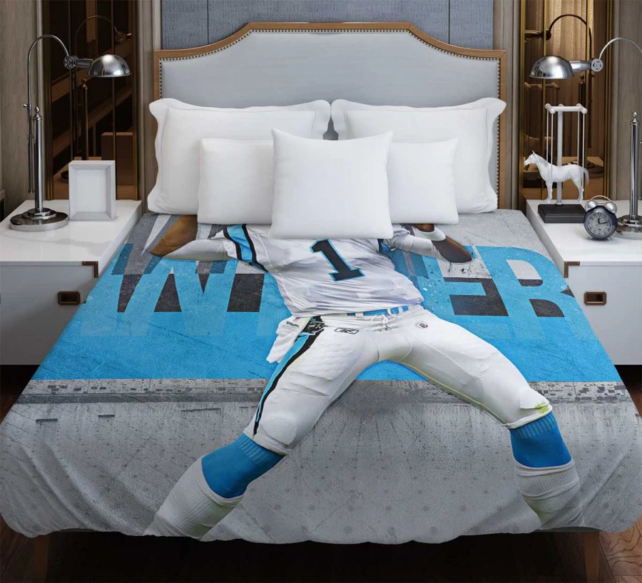 Cam Newton Successful Quarterback NFL Player Duvet Cover