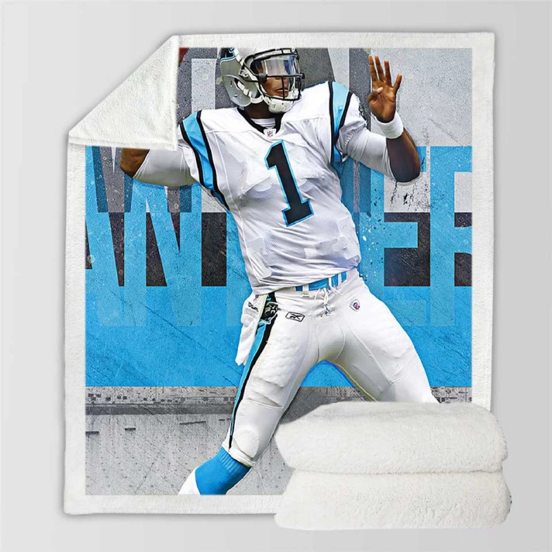 Cam Newton Successful Quarterback NFL Player Sherpa Fleece Blanket