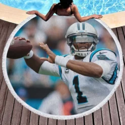 Cam Newton Top Ranked NFL Player Round Beach Towel 1