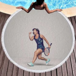 Carla Suarez Navarro Exellent Spanish Tennis Player Round Beach Towel 1