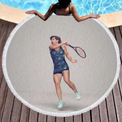 Carla Suarez Navarro Populer Spanish Tennis Player Round Beach Towel 1