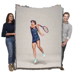 Carla Suarez Navarro Populer Spanish Tennis Player Woven Blanket