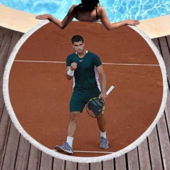 Carlos Alcaraz Exellent ATP Tennis Player Round Beach Towel 1