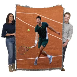 Carlos Alcaraz Spanish Professional ATP Tennis Player Woven Blanket