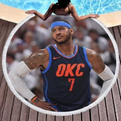 Carmelo Anthony American Professional Basketball Player Round Beach Towel 1