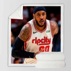 Carmelo Anthony Top Ranked NBA Basketball Player Sherpa Fleece Blanket