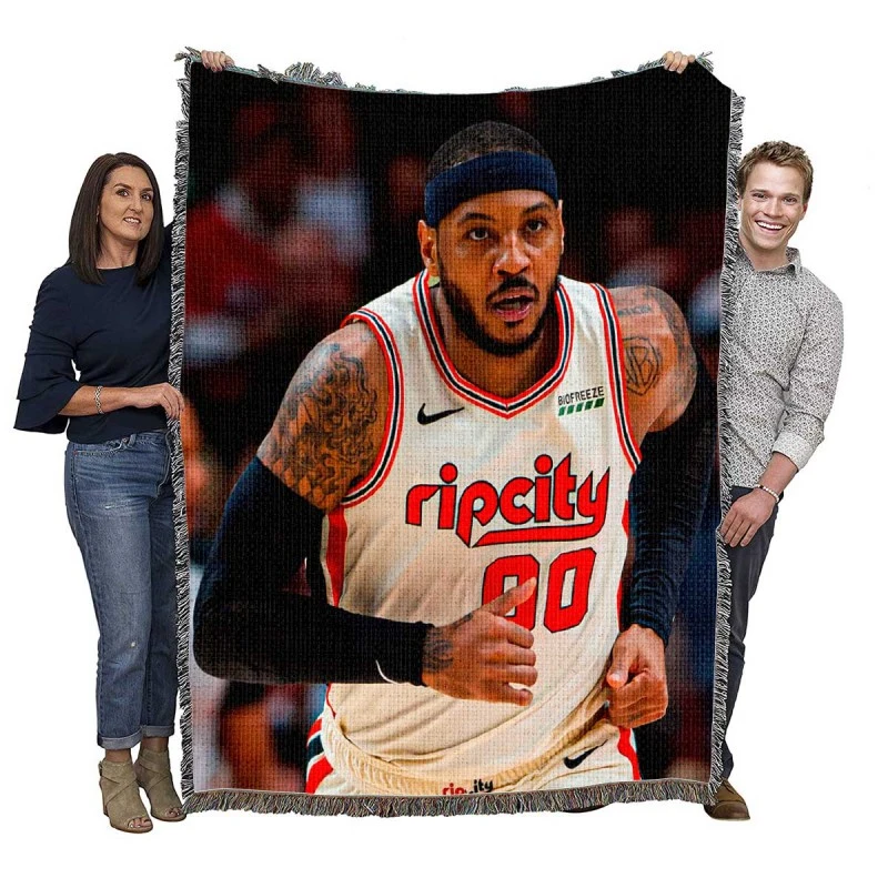 Carmelo Anthony Top Ranked NBA Basketball Player Woven Blanket