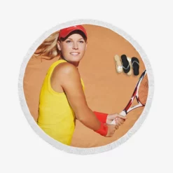 Caroline Wozniacki Energetic Danish Tennis Player Round Beach Towel